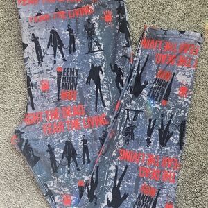 Zombie Graphic Leggings - Gray and Red